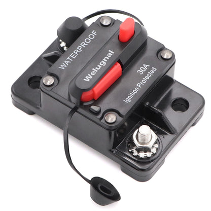 30 Amp Automotive Marine Circuit Breaker with Manual Reset Surface-Mount for Trolling Boat Motor Battery Thermal 12V-48V DC Waterproof