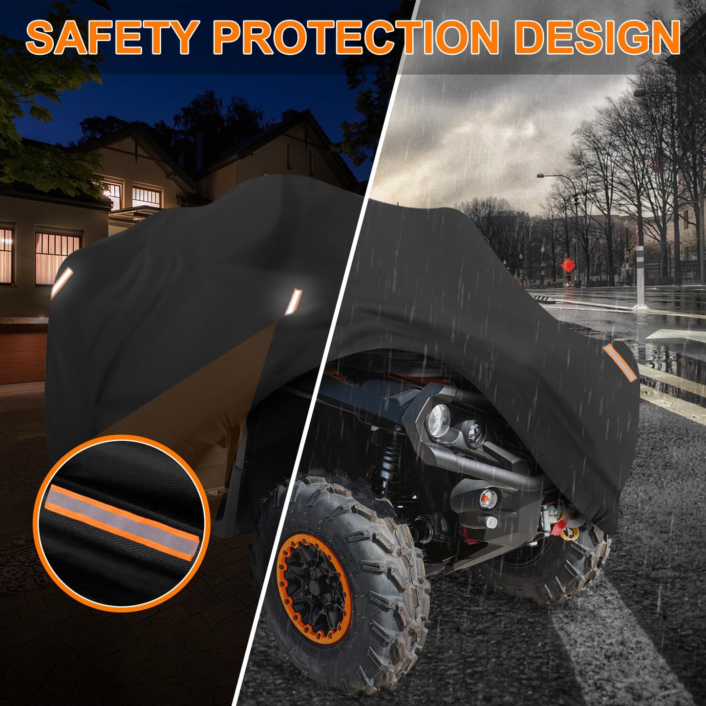XXXL ATV Cover, Heavy Duty 4 Wheeler Covers, 420D Oxford Cloth Waterproof All Weather Protection Cover Fits up to 100" for Most Snowmobiles Cover, Polaris Kawasaki Suzuki