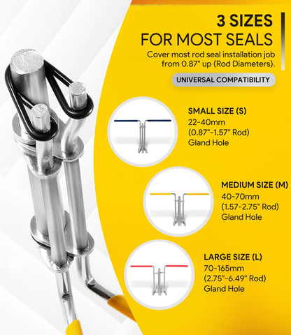 3 Pack Hydraulic Seal Installation Tools, Hydraulic Cylinder Piston Repair Seal Kit, U-Cup Rod Seal Installation Tool Kits Upgraded Seal Twistor Install Tool Set
