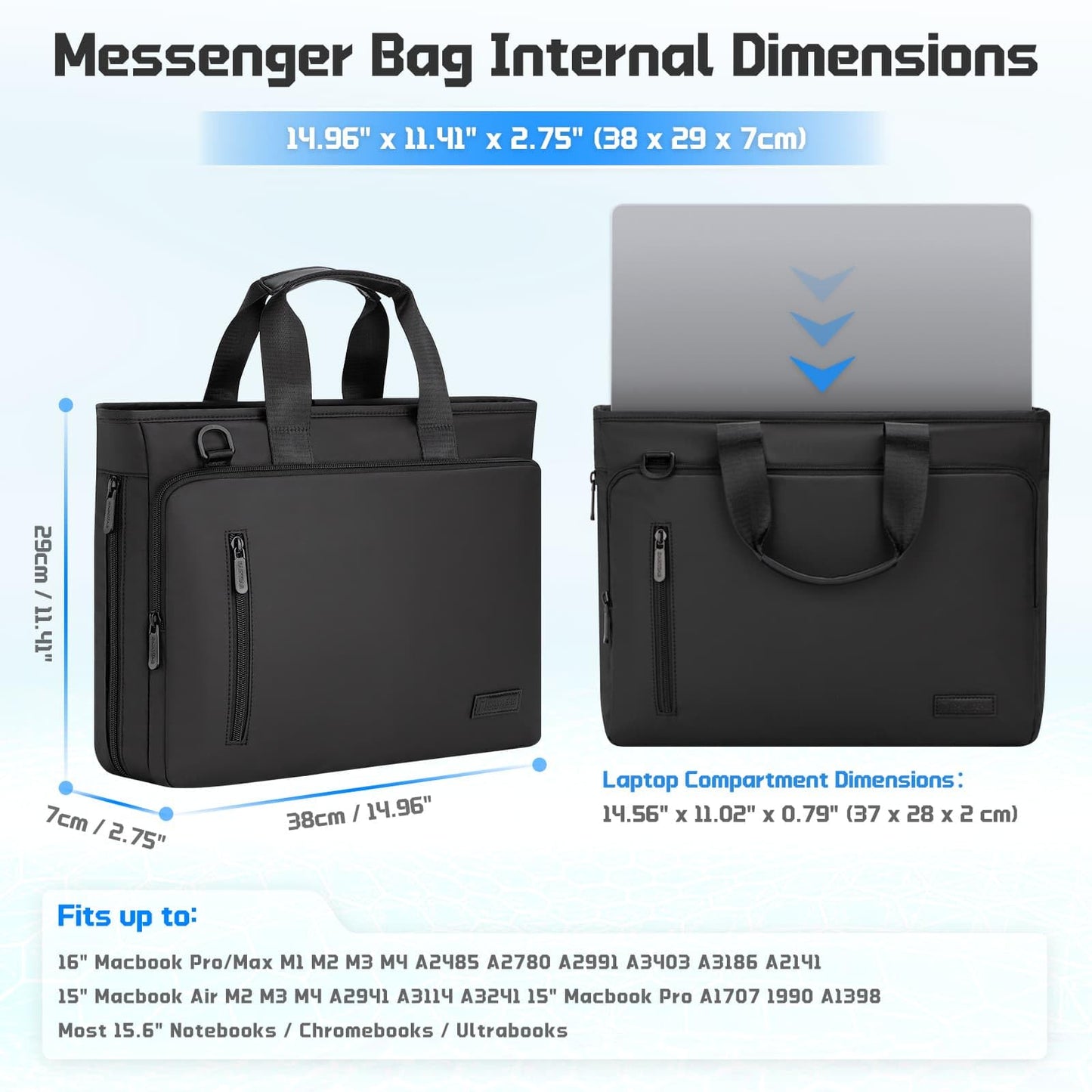 RAINYEAR 15.6 Inch Laptop Bag for Men Women, Waterproof Expandable Laptop Shoulder Bag Large Capacity Computer Carrying Bag Briefcase
