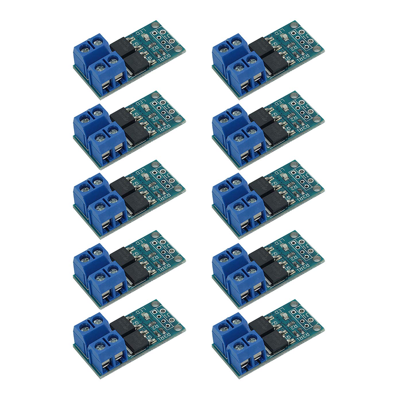 DEVMO 10 PCS DC 5V-36V 15A(Max 30A) 400W Dual High-Power MOSFET Trigger Switch Drive Module 0-20KHz PWM Adjustment Electronic Switch Control Board Motor Speed Control Lamp Brightness Control
