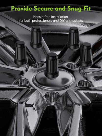 AUTOPTIM M12x1.5 Spline Lug Nuts - Replacement for Honda Accord CRV Civic Pilot Chevy Impala Malibu Acura Aftermarket Wheel, Black 20pc 6 Point Closed End Short Nuts with 1 Socket Key