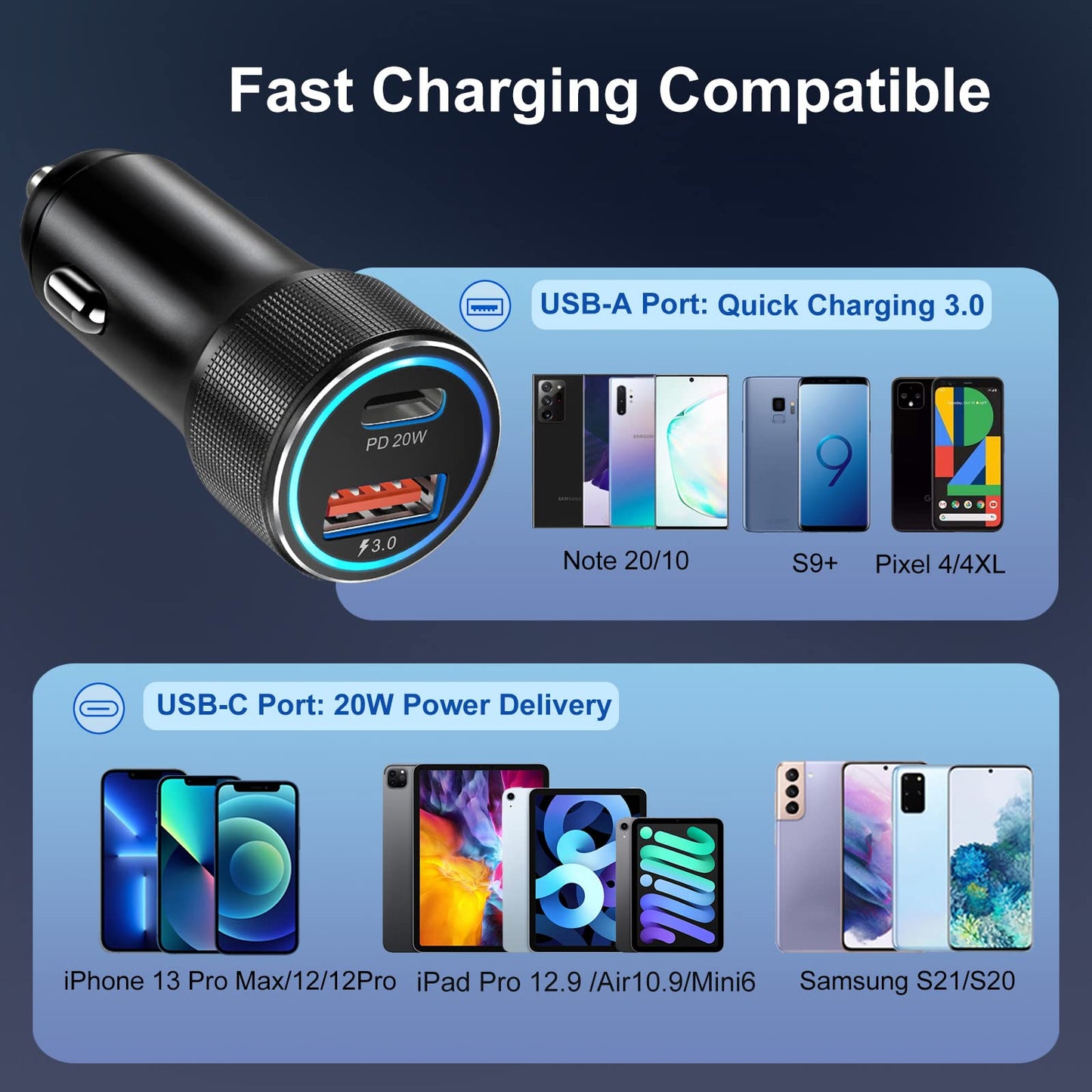 USB C Car Charger[5Pack], Bangfun 36W Dual Port 12V USB Car Charger PD&QC 3.0 Fast Charge Car Phone Charger Cigarette Lighter Adapter for iPhone 15 14 13 12 11 Pro Max,Samsung S24/A15/A53, Pixel 6 7