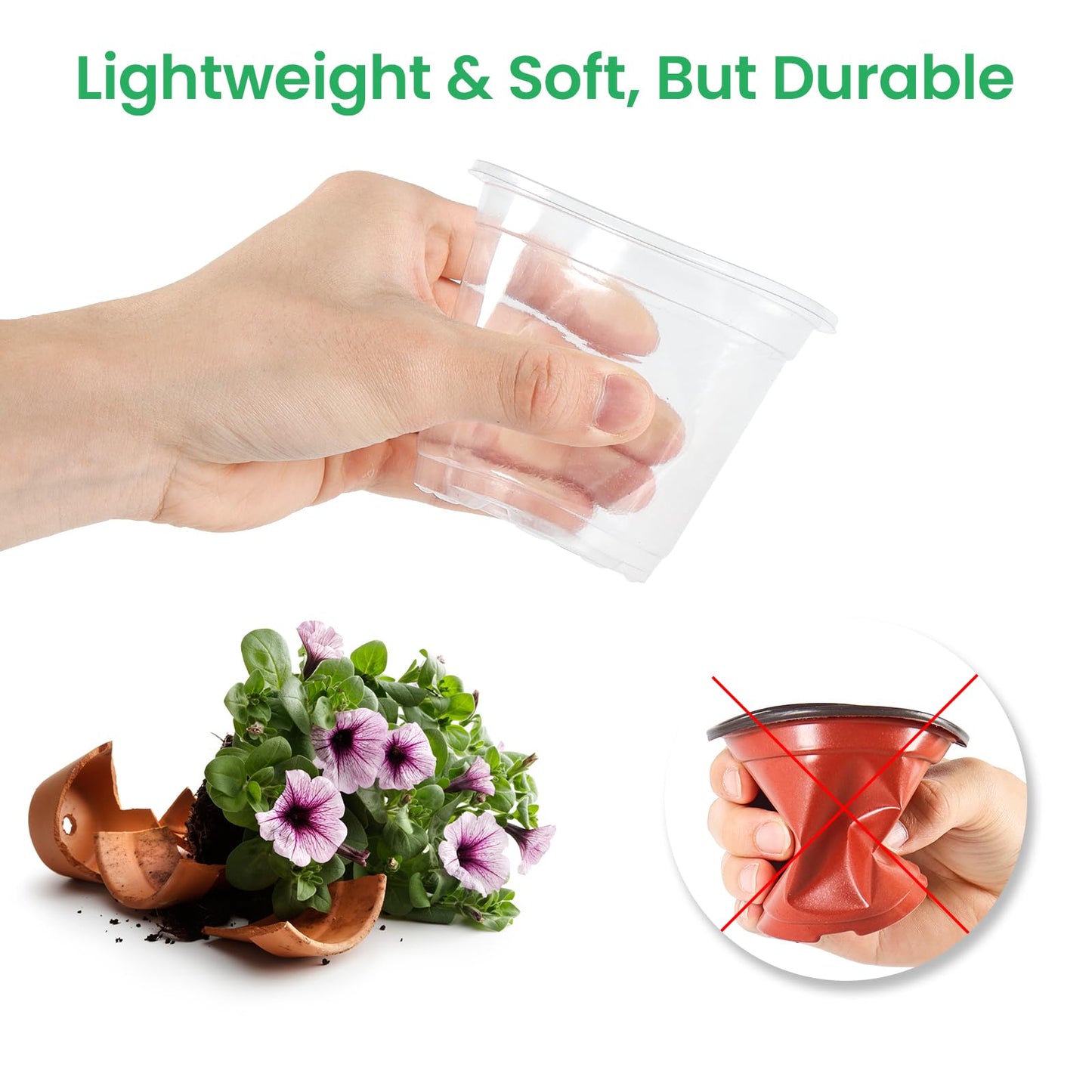 36 Packs 5/4/3.5 Inch Reinforced Clear Nursery Pots with Drainage Hole, Transparent Variety Pack Plastic Plant Pot Seedling Planter Seed Starter Flower 20pcs Labels