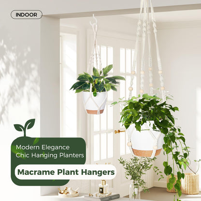 Bamworld Macrame Plant Hangers 3 Pack, Hanging Planters Indoor Outdoor Plants 3 Set Self Watering Flower Pots Holder for Home Garden Balcony Ceiling Decorations
