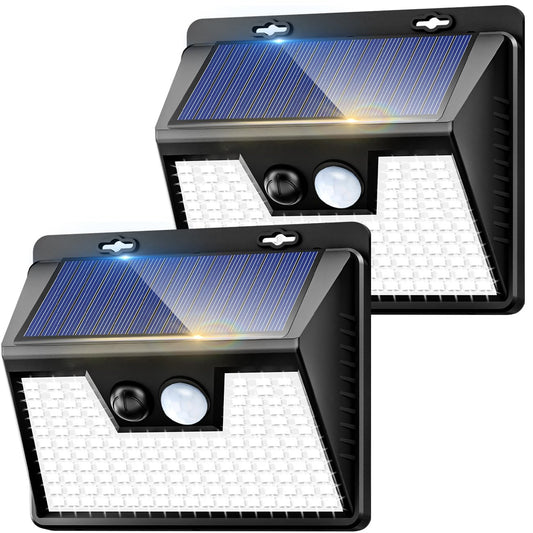 Solar Lights Outdoor Waterproof, [2 Pack/140 LED] kolpop Solar Motion Sensor Light Outdoor Wireless, 3 Modes Led Solar Lights Outdoor, IP65 Solar Security Lights for Fence Garden Yard Deck Garage