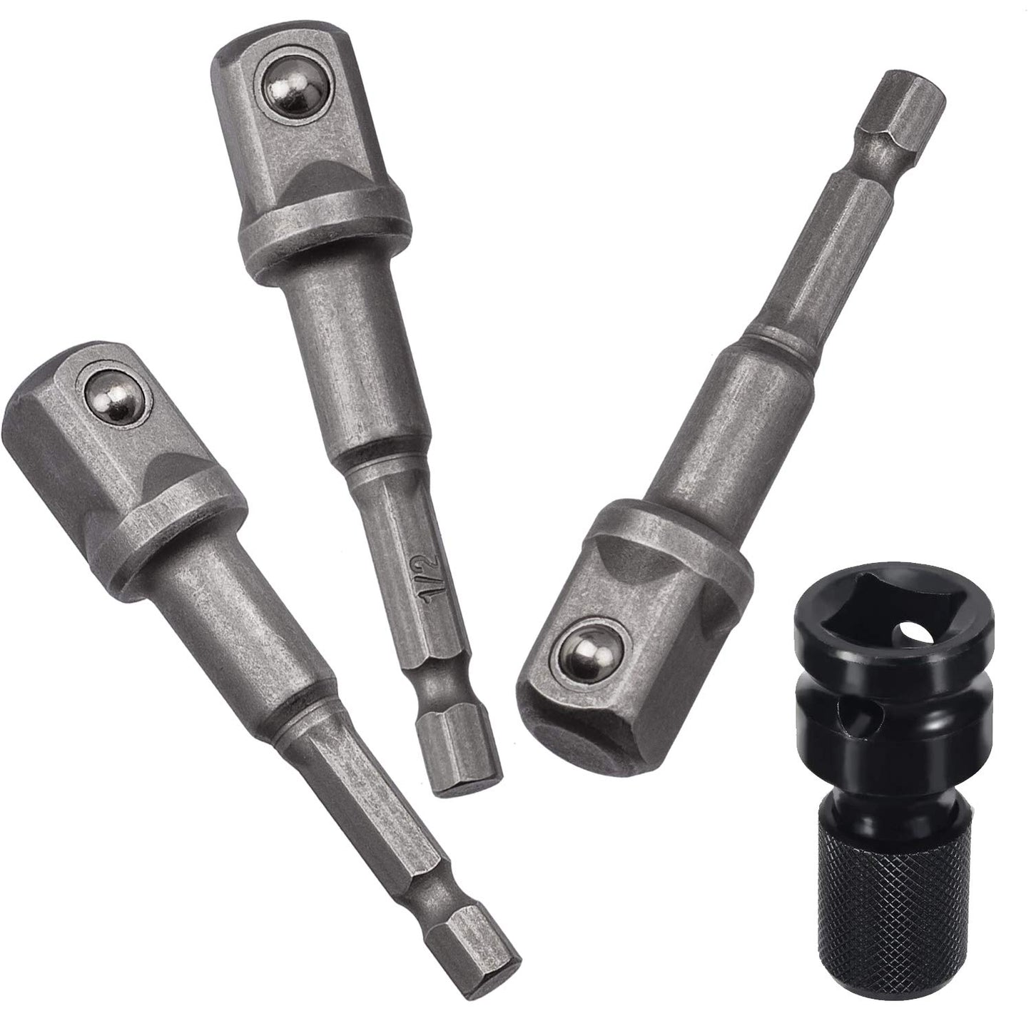 OIIKI 6 Pack 1/2 inch Square Socket Adapter Bit Set, Impact Driver Power Bits for Automotive DIY-1/4 Hex Shank