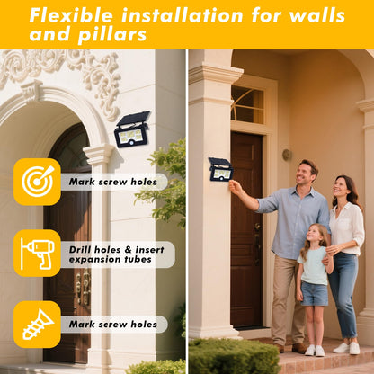 Solar Wall Lights Outdoor with Motion Sensor: Qoosea 122 LED Beads 3 Lighting Modes IP65 Waterproof 2200mAh Battery - Ideal Solar Lights for Yard Garage Patio & Garden Lighting