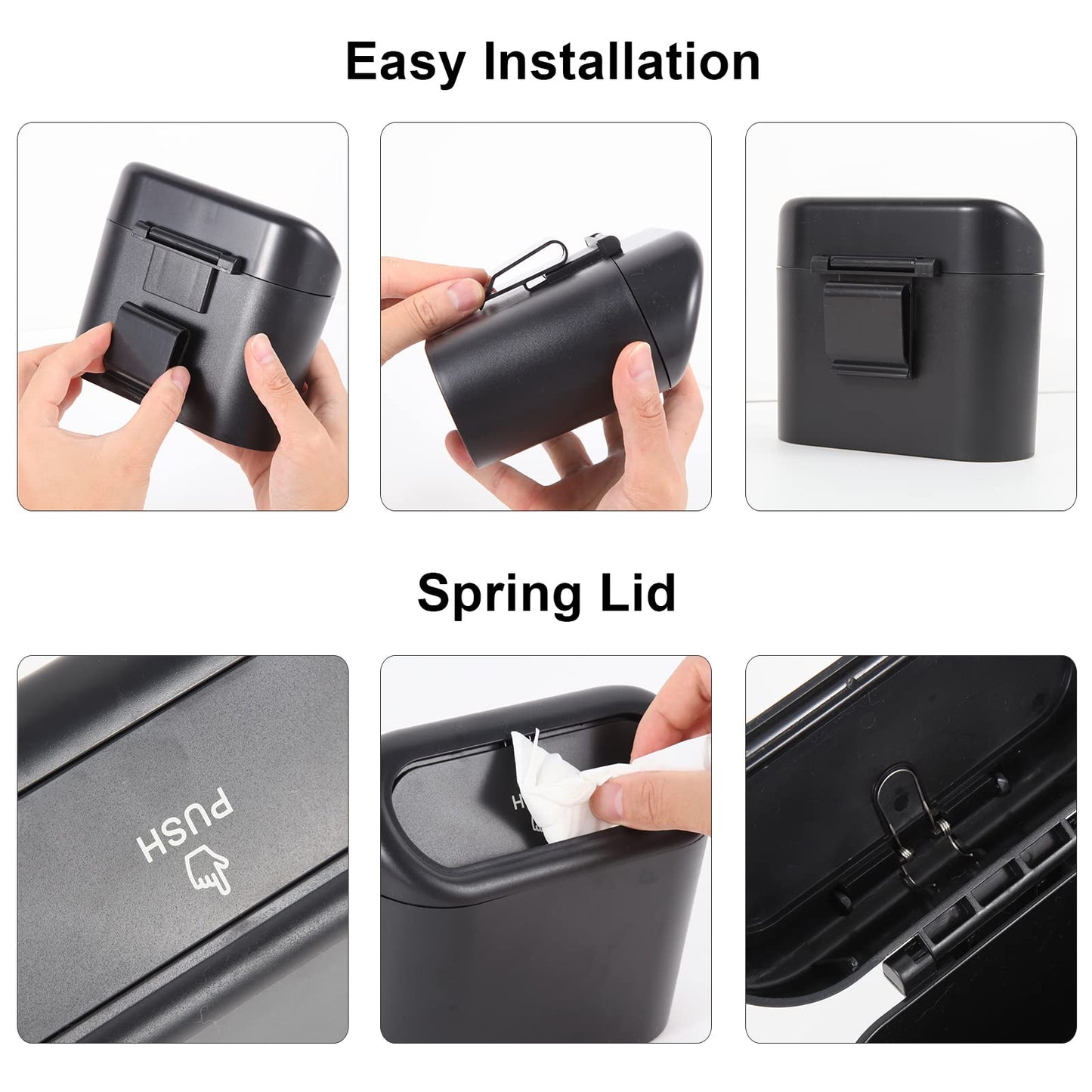 2 Packs Mini Car Trash Can Bin with Lid and 150pcs Trash Bags,Car Trash Can Bin,Car Garbage Trash Can Storage for Front Back Seat Accessories (2) (2)