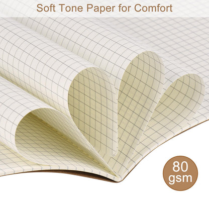 ZCZN A5 Square Grid Notebook 24 Pack, Kraft Jounurals Notebooks 60 Pages(30 Sheets), 8.15 * 5.5 Inches Notebooks Bulk, Diary, Subject, Memo Notebooks for Work, School, Office