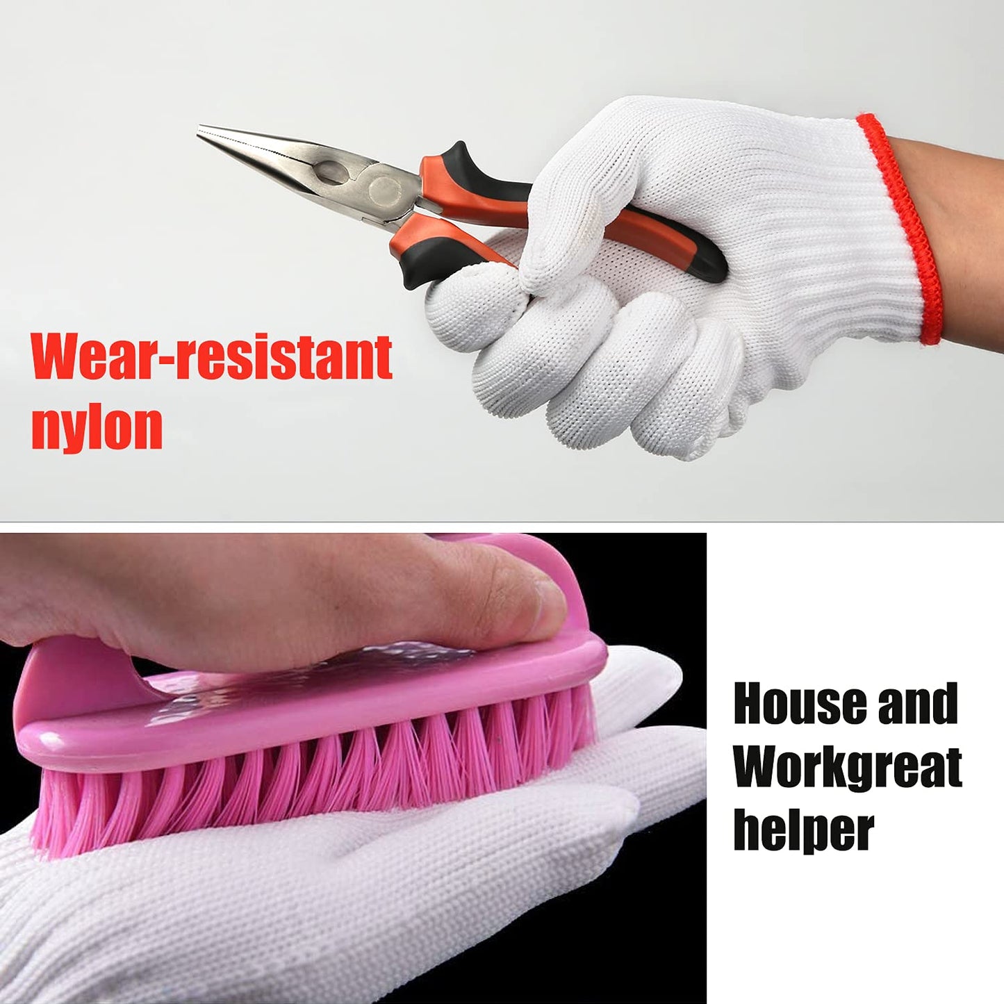 Apauls 12Pairs Cotton Work Gloves, Safety Protection Work Gloves for Painter Mechanic Industrial Warehouse Gardening Construction Men & Women, BBQ Thicker Industry Workhouse Working