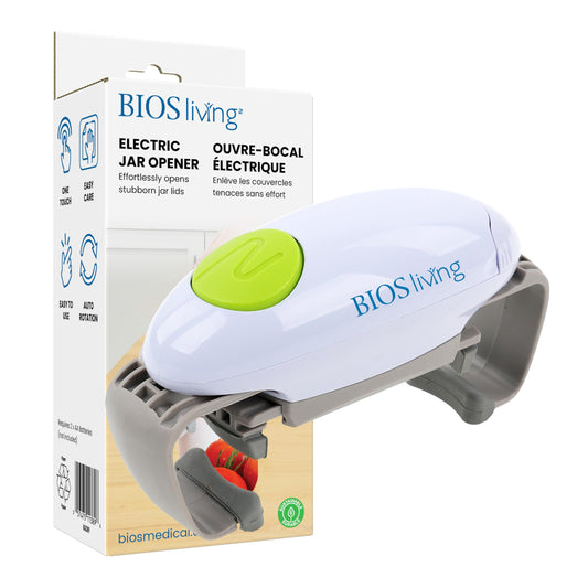 BIOS Living Electric Jar Opener – Automatic Hands-Free Jar Opener for Stubborn Lids, One-Touch Operation, Battery Powered