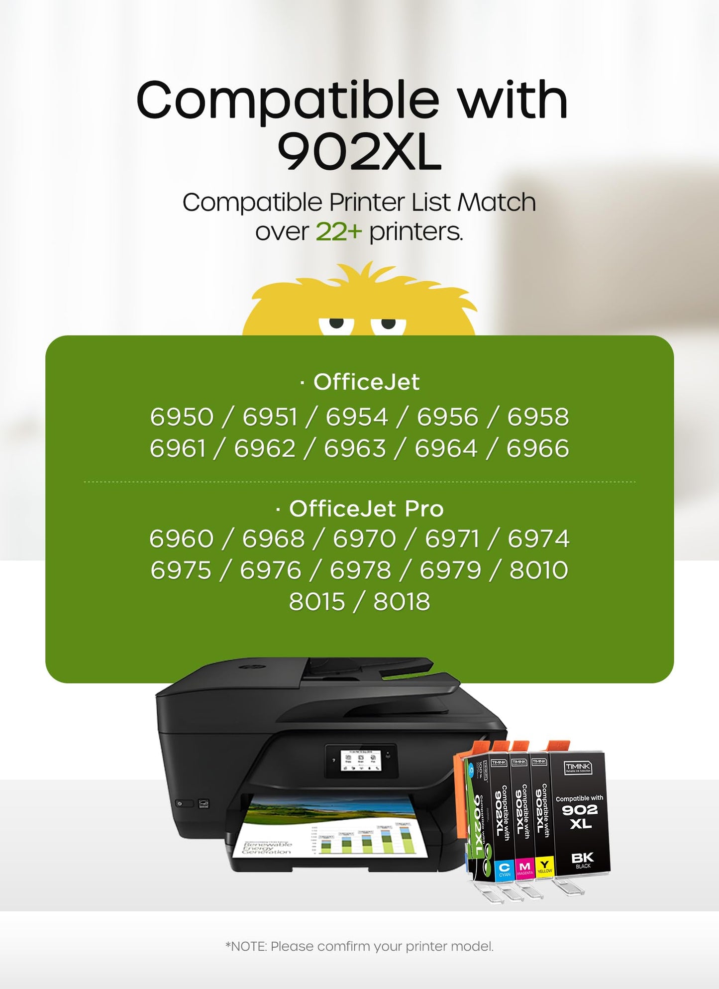 Timink Compatible with 902XL Compatible Ink Cartridge Replacement for 902 XL-4 Pack (Black, Cyan, Magenta, Yellow) Works with Officejet Pro 6968 6978 6975 Officejet 6954 6958 6962 Printers