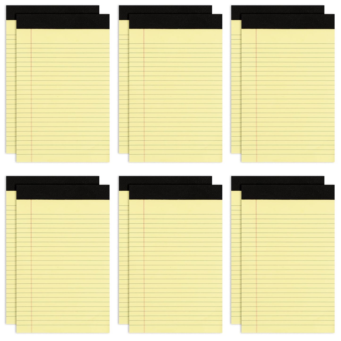 12 Pack Yellow Note Pads 5x8, Small Legalpads 5x8 Yellow for Office, Goefun Perforated College Ruled Writing Pads - 30 Sheets Samll Notepad