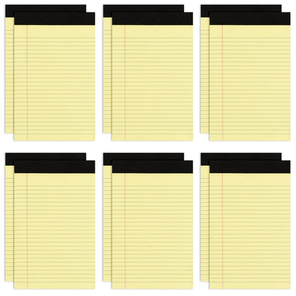 12 Pack Yellow Note Pads 5x8, Small Legalpads 5x8 Yellow for Office, Goefun Perforated College Ruled Writing Pads - 30 Sheets Samll Notepad