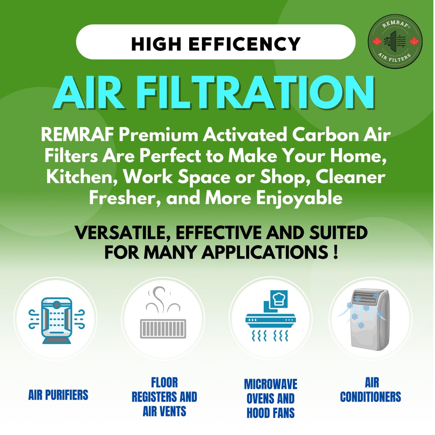 REMRAF Air Vent Filters, 4"x10 24-Pack Vent Filters, Activated Carbon Air Filters for Home, Floor Vents Registers, Diffusers, Air Purifiers. AC, Pre-Filters. Fits 10"x4"-10"x3"-10"x2" Vents. 1.5mm
