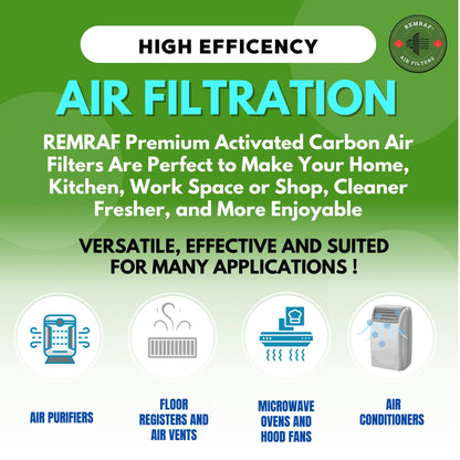 REMRAF Air Vent Filters, 4"x10 24-Pack Vent Filters, Activated Carbon Air Filters for Home, Floor Vents Registers, Diffusers, Air Purifiers. AC, Pre-Filters. Fits 10"x4"-10"x3"-10"x2" Vents. 1.5mm