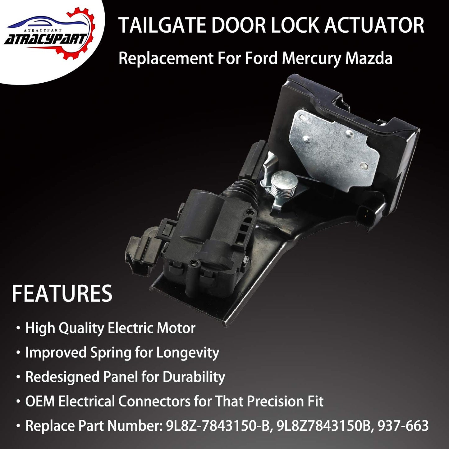 Rear Liftgate Door Lock Actuator Tailgate Latch Actuator | for 2009-2012 Ford Escape 2008-2011 Mazda Tribute 2009-2011 Mercury Mariner | Replace OE# 9L8Z-7843150-B 9L8Z7843150B