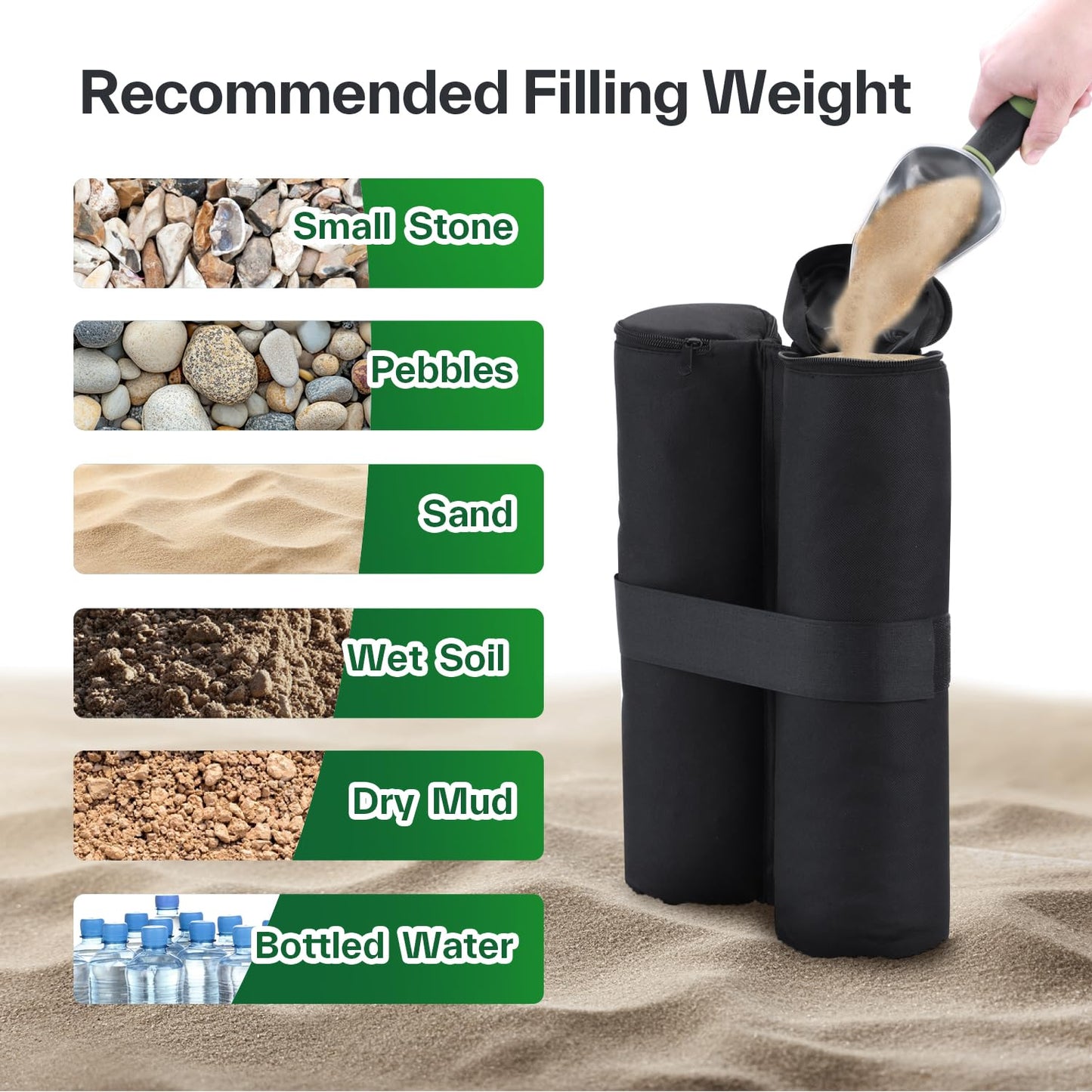 Canopy Weight, Ohuhu 4 Pack Tent Weights 112LBS Sand Bags Canopy Weights Bag for Instant Pop Up Outdoor Sun Shelter Canopy Beach Tent Legs Only Sandbang Without Sand