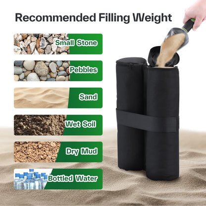 Canopy Weight, Ohuhu 4 Pack Tent Weights 112LBS Sand Bags Canopy Weights Bag for Instant Pop Up Outdoor Sun Shelter Canopy Beach Tent Legs Only Sandbang Without Sand