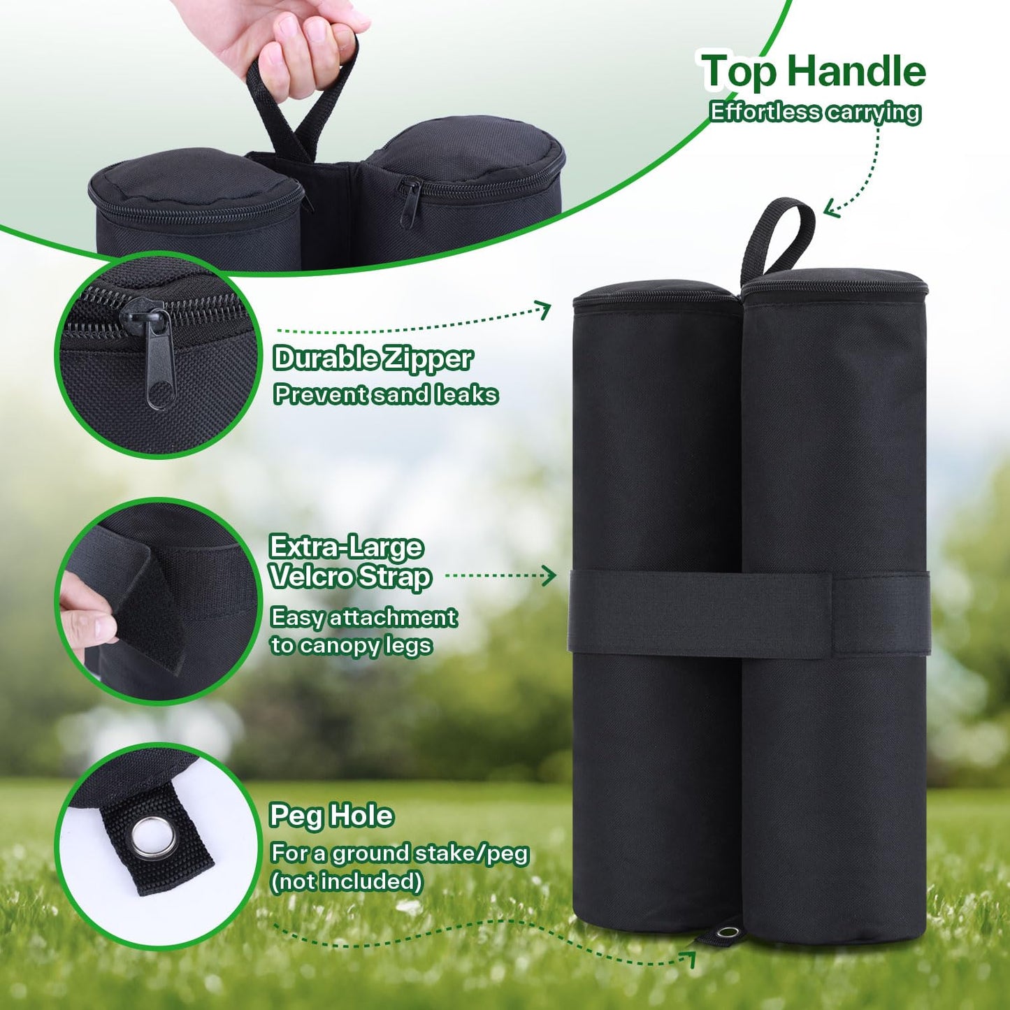 Canopy Weight, Ohuhu 4 Pack Tent Weights 112LBS Sand Bags Canopy Weights Bag for Instant Pop Up Outdoor Sun Shelter Canopy Beach Tent Legs Only Sandbang Without Sand