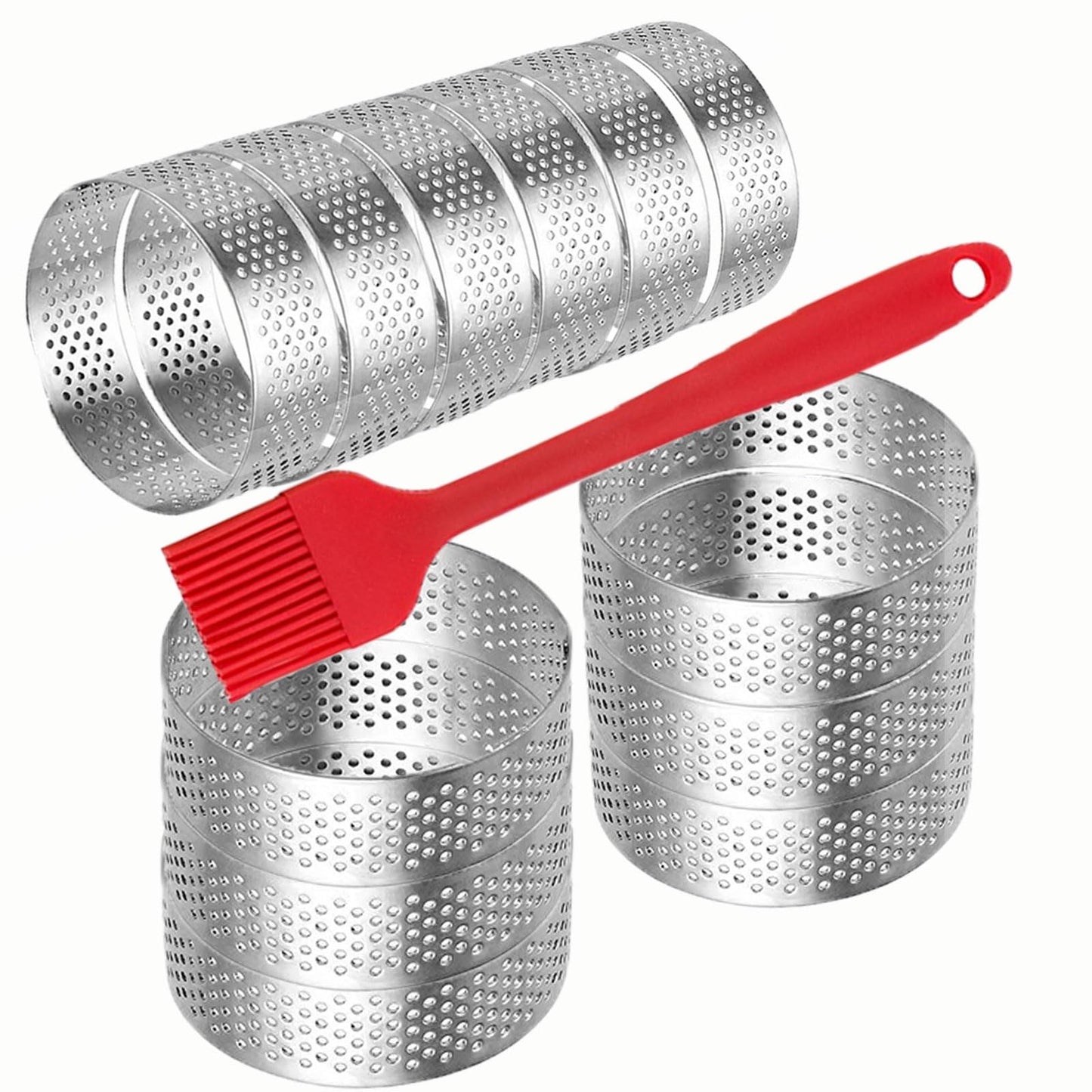 DATANYA 12Pack Tart Rings 3.15 Inch Perforated Tart Ring Stainless Steel, Round Mousse Cake Ring Metal Pastry Mold for Baking Cooking Pastries, small fruit tartet crust 8cm