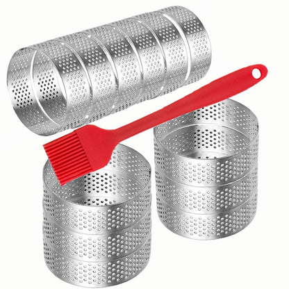 DATANYA 12Pack Tart Rings 3.15 Inch Perforated Tart Ring Stainless Steel, Round Mousse Cake Ring Metal Pastry Mold for Baking Cooking Pastries, small fruit tartet crust 8cm
