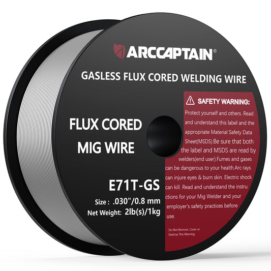 ARCCAPTAIN Flux Core Welding Wire, E71T-GS Spool Gasless Mild Carbon Steel Mig Welding Wire (0.030 Inch 2LB)