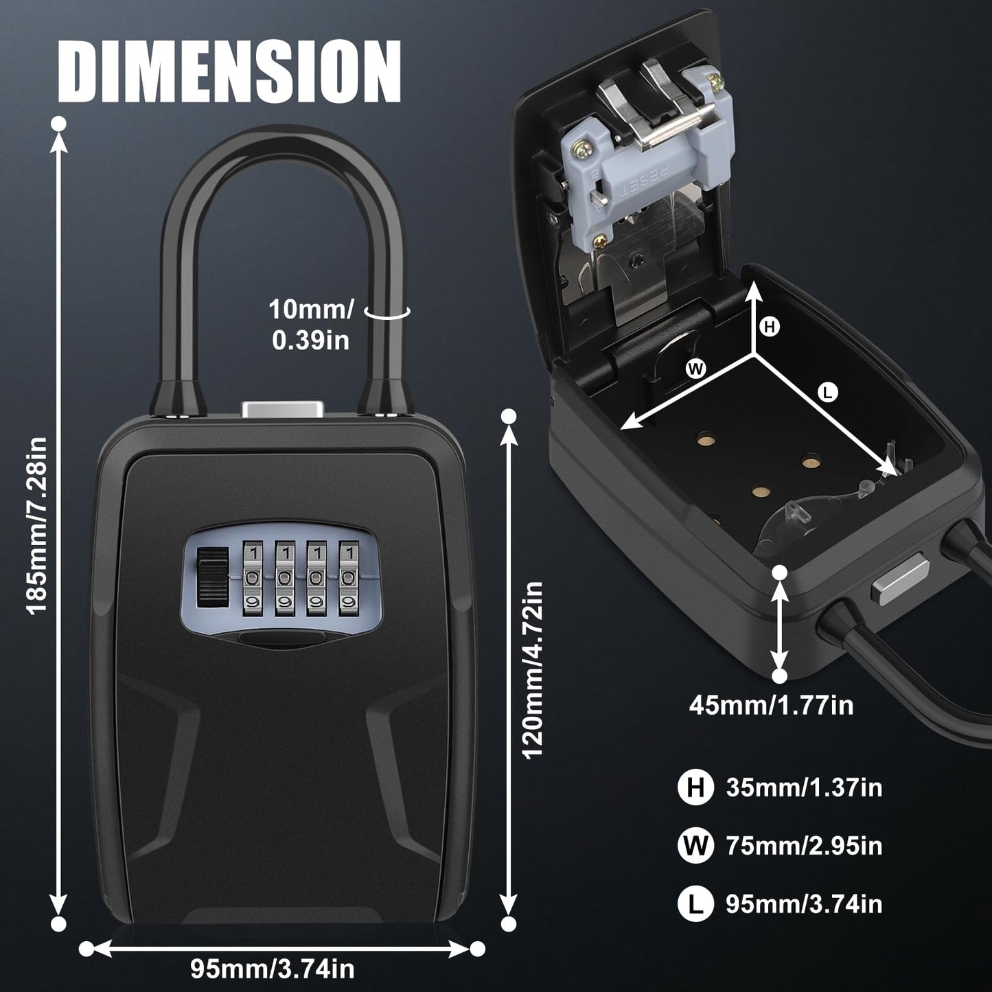 Large Key Lock Box, [Hanging & Wall Mounted] Diyife Large Capacity Lock Box for Car Keys Outdoor, Waterproof Resettable 4 Digit Combination Car Key Box for Home, Garage, Realtors, Office