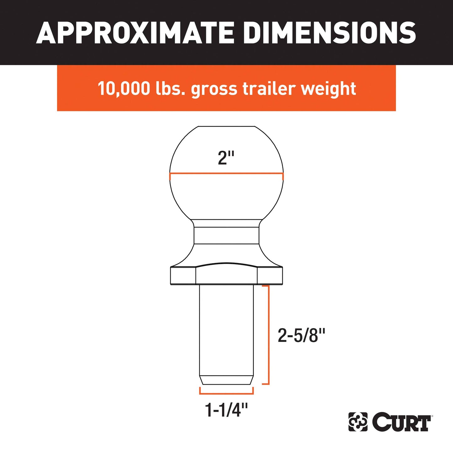 CURT Manufacturing 40090 2 In. Diameter Chrome Trailer Ball