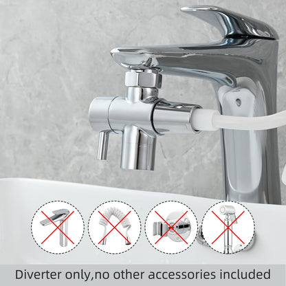 Tecmolog Brass Sink Valve Diverter Faucet Splitter for Kitchen or Bathroom, Faucet Adapter 3 Way Faucet Diverter Valve, Sink Faucet Replacement Part M22 X M24, Chrome, SBA021C