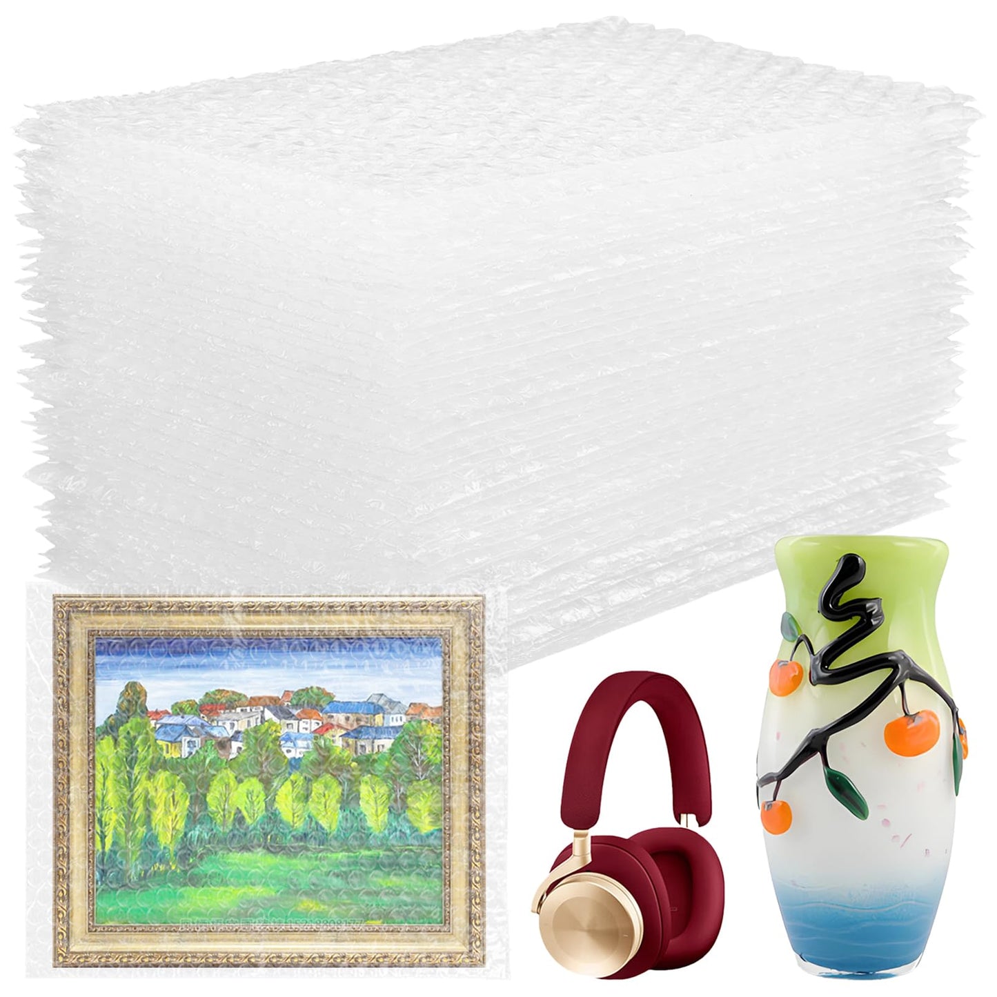 50Pcs 8 x 10 Inch Bubble Out Bags, Double Walled Wrap Pouches Protective Cushioning Bubble Pouch for Shipping, Storage, Mailing Packing fragile item and Supplies Dishes Glass Plates Packaging