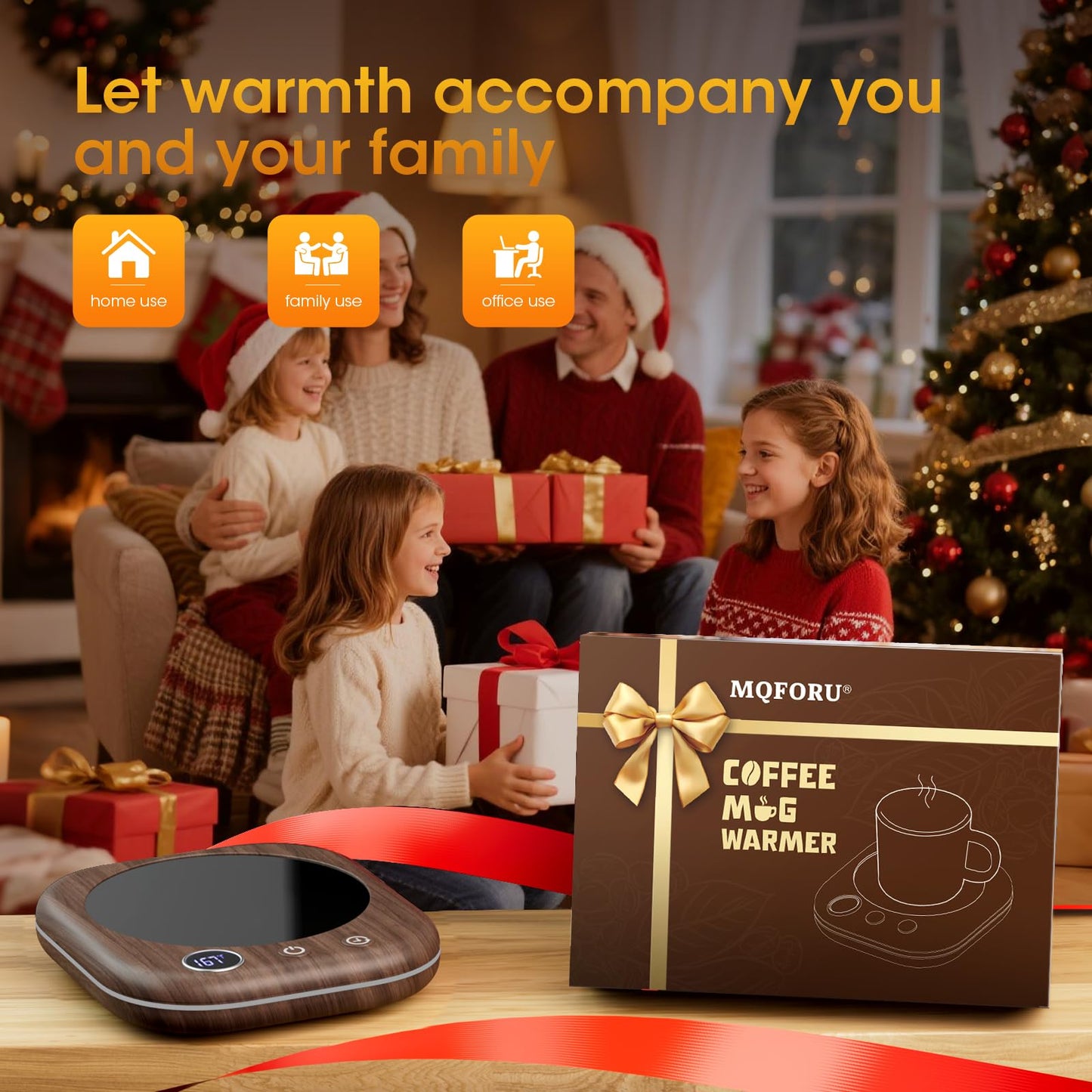 Coffee Mug Warmer Smart Cup Warmer for Desk, Upgrade Coffee Warmer with LED Light, 3 Temperature Control and Auto Shut Off Electric Beverage Warmer for Heating Coffee Milk Tea and Hot Chocolate（Wood）
