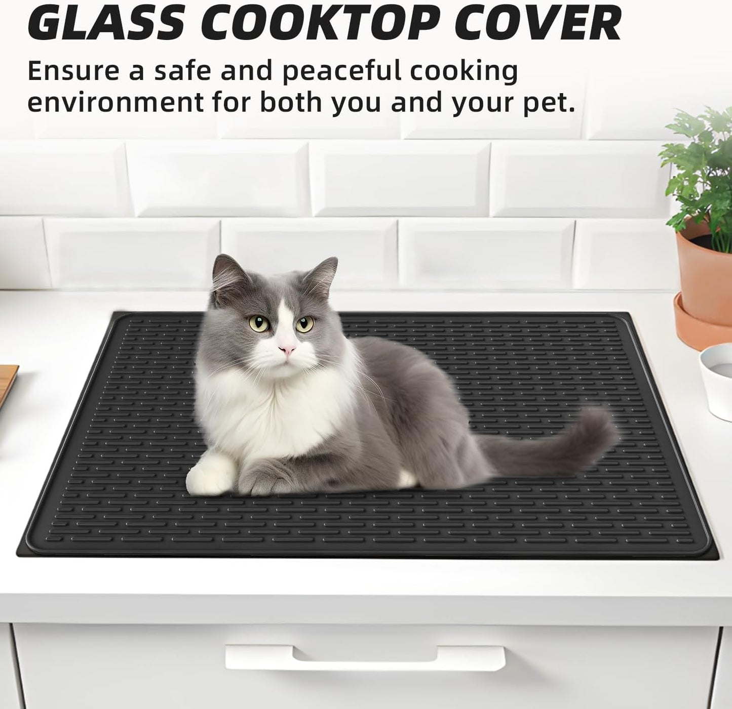 Silicone Stove Top Cover for Electric Stove - Silicone Stove Mat for Glass Top Stove, Glass Cooktop Protector, XL Dish Drying Mats Kitchen, Range Covers Electric Stove (Black,28x20inch)