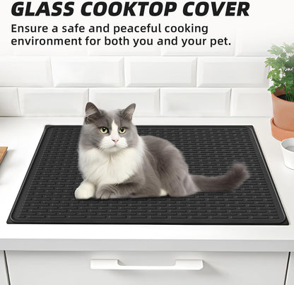 Silicone Stove Top Cover for Electric Stove - Silicone Stove Mat for Glass Top Stove, Glass Cooktop Protector, XL Dish Drying Mats Kitchen, Range Covers Electric Stove (Black,28x20inch)