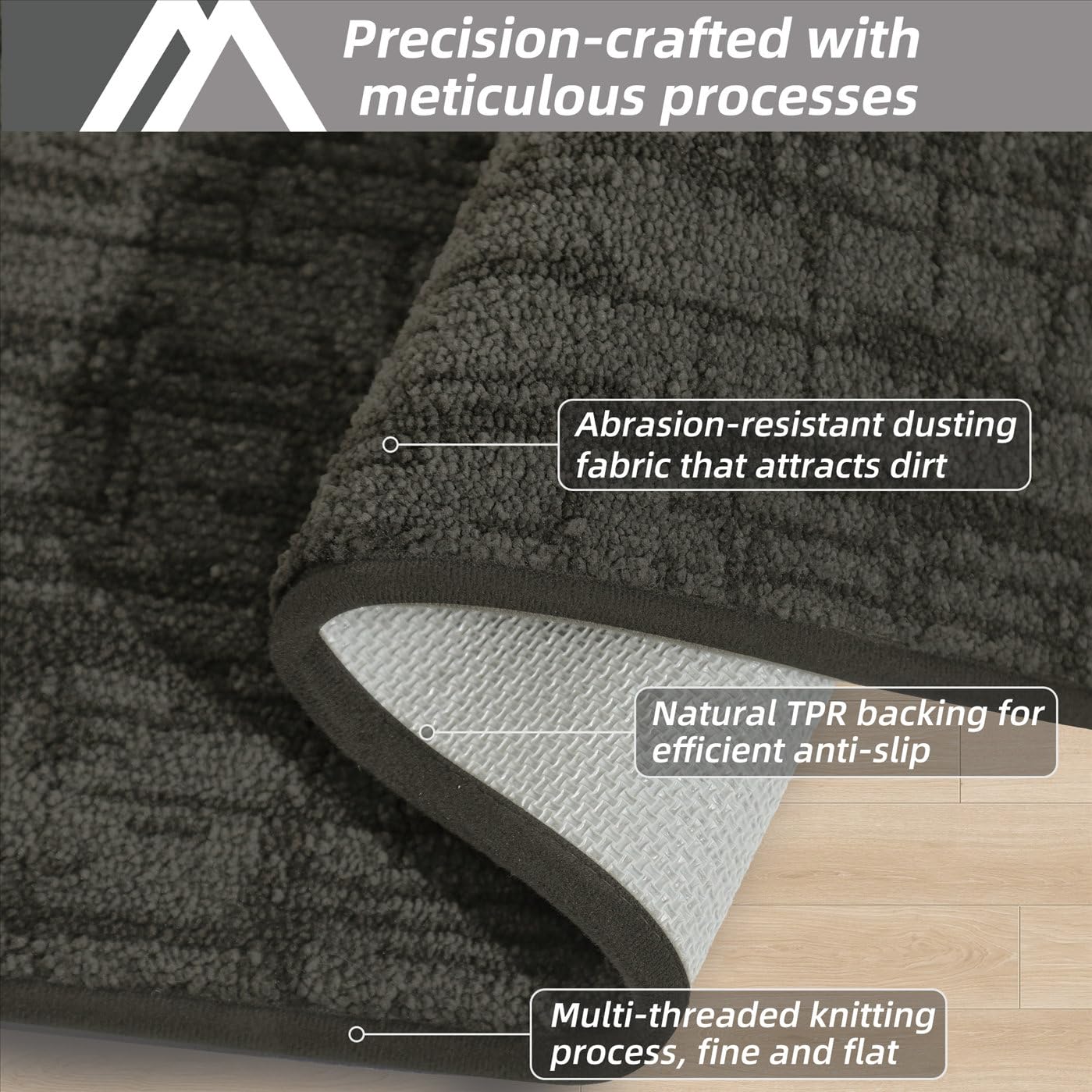 COSY HOMEER Non-Slip Doormat, 20" x 32" Doormats Entryway Rug Absorbent Dirt Trapper Door Mat for Indoor Entrance, Front Back Indoor Door Mats, Grey
