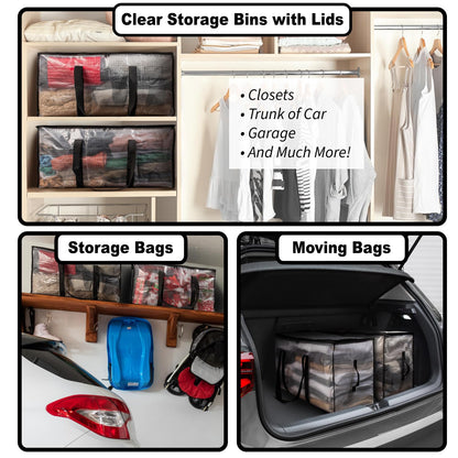 ClearSpace Oversized Moving Bags or Storage Bag – Large Moving Tote with Carry Belt, Zippers & Handles – Reinforced Packing Bags for Student Apartments, Holiday Storage, 2 Pack