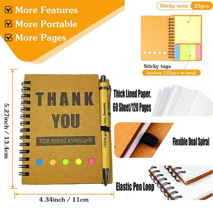 8 Set Inspirational Spiral Notebook Employee Appreciation Gifts Bulk Team Office/Students Thank You Gifts Journal Lined Pocket Notepad,Note Pads for Nurse Teacher Employees Coworker Volunteer
