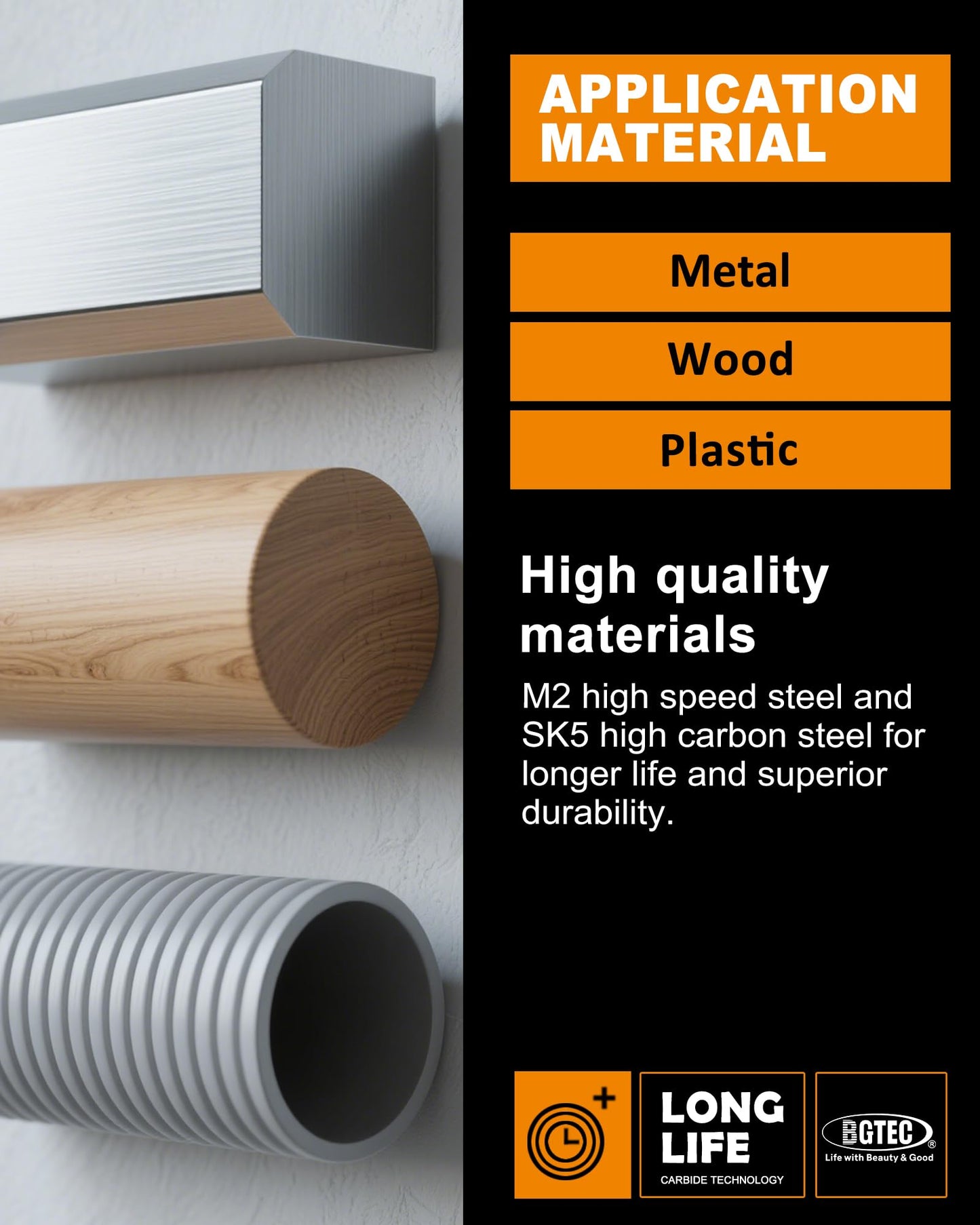 50PCS T Shank Jigsaw Blades Set - BGTEC HCS/HSS Jig Saw Blades for Wood, Plastic and Metal Cutting(T119B*5-T119BO*5-T101BR*10-T144D*10-T244D*5)