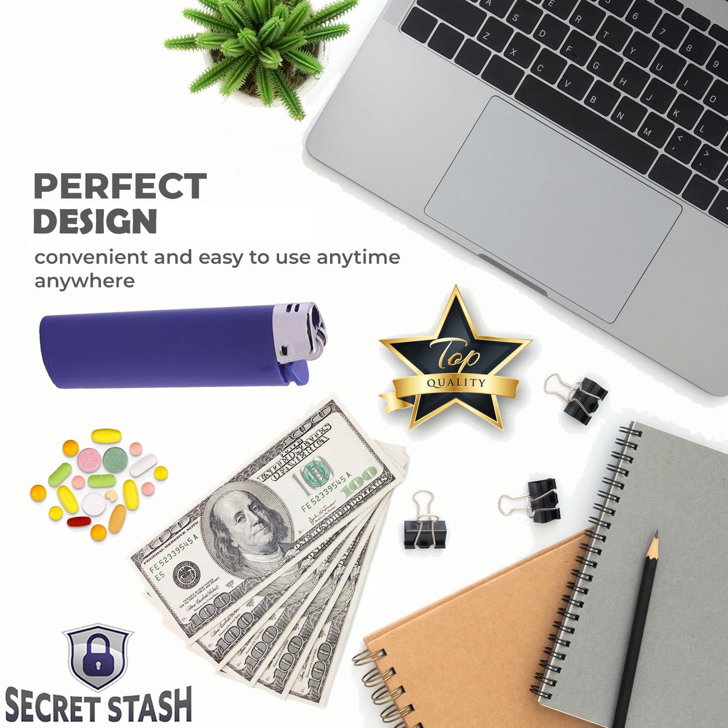 SECRET STASH Fake Lighter Diversion Safe - Hidden Compartments for Cash Jewelry Pills | Storage Box Discreet Hide Money Small Container Store Valuables in Plain Sight Safes Pill Hiding Light (2)