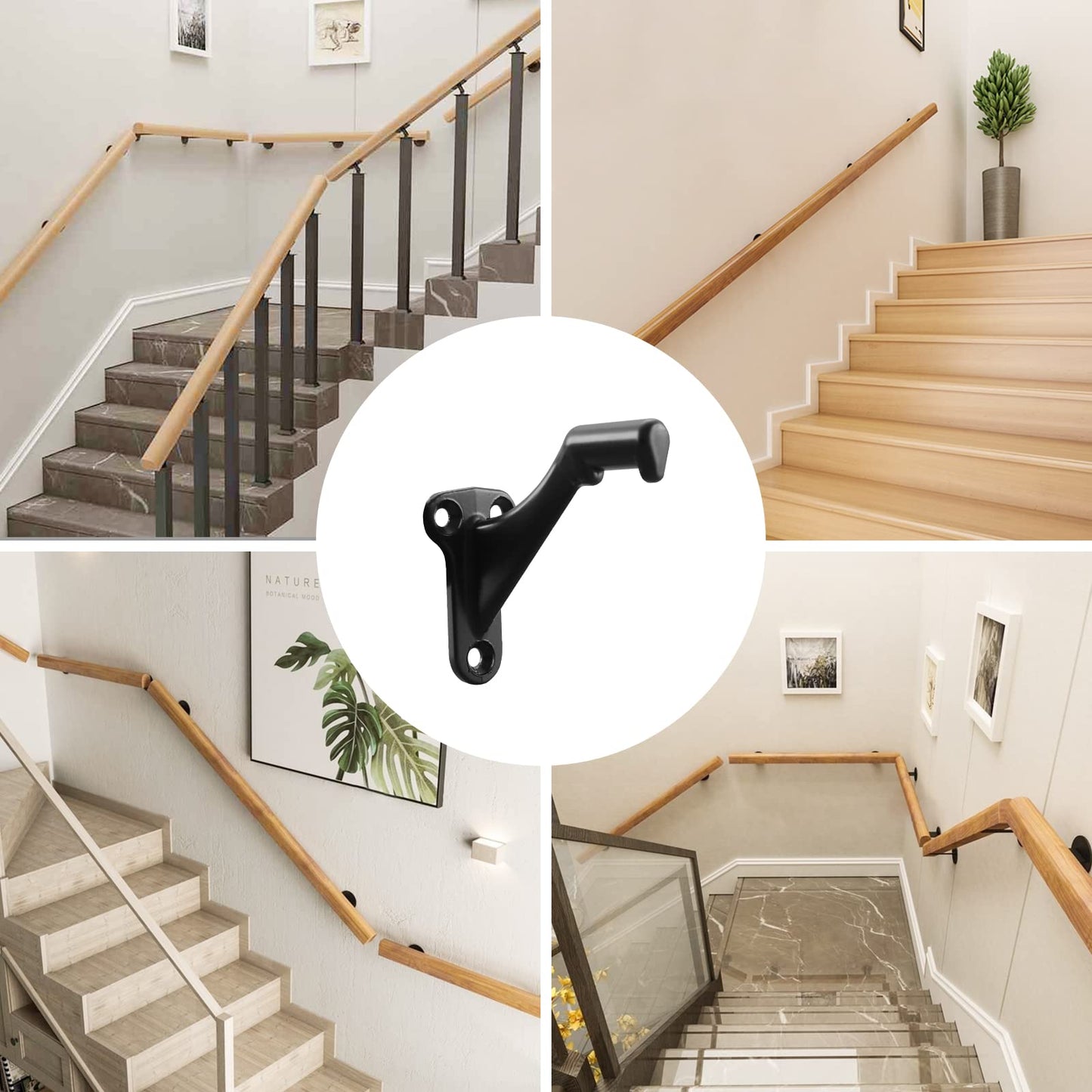 HOME MASTER HARDWARE Handrail Stair Brackets 3" Heavy Duty Support Hardware for Stairways, Home or Office Staircase Hand Rail Bracket with Screws, Oil Rubbed Bronze Finish 3 Pack
