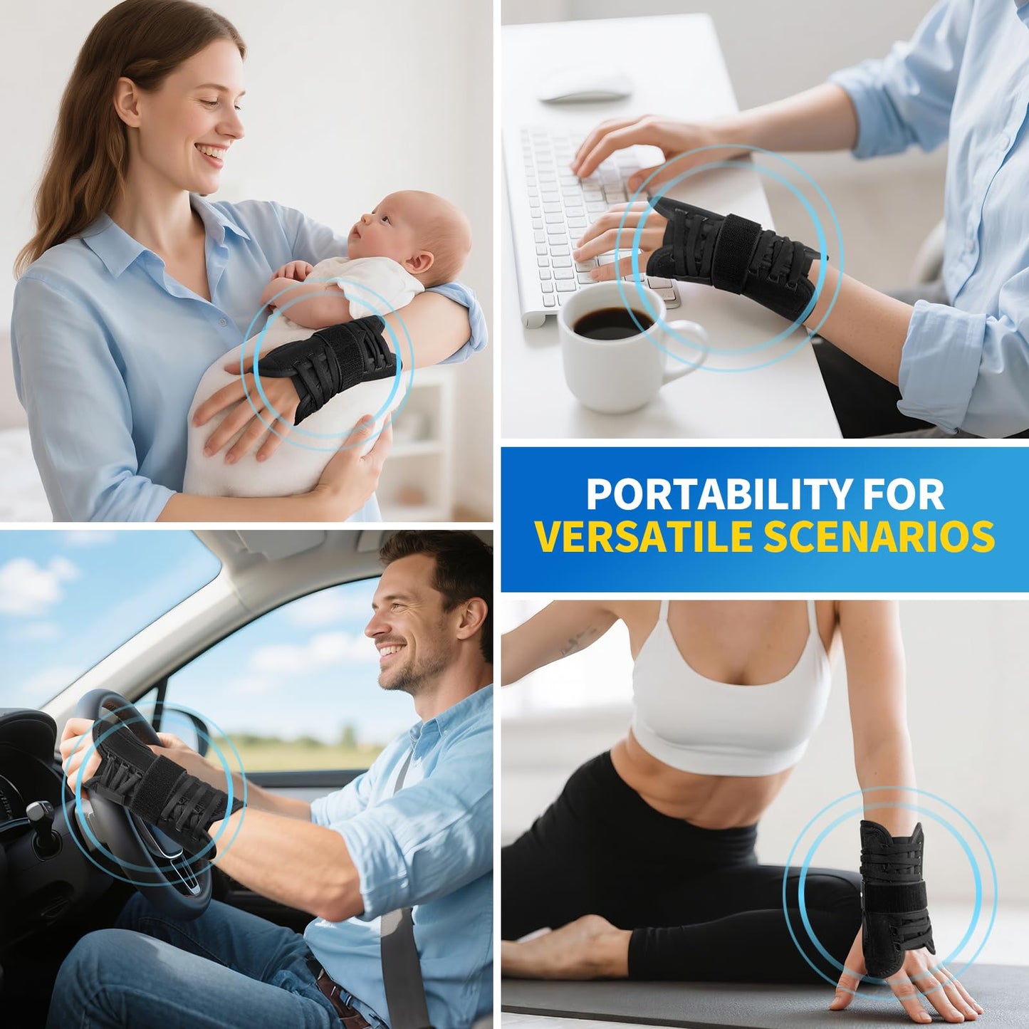 CAMBIVO Carpal Tunnel Wrist Brace, Wrist Support with Stable Wrist Splint for Hand, Adjustable Wrist Compression Sleeve for Tendonitis Arthritis Pain Relief, Sprained Wrist (WS40 S/M,Right Hand)