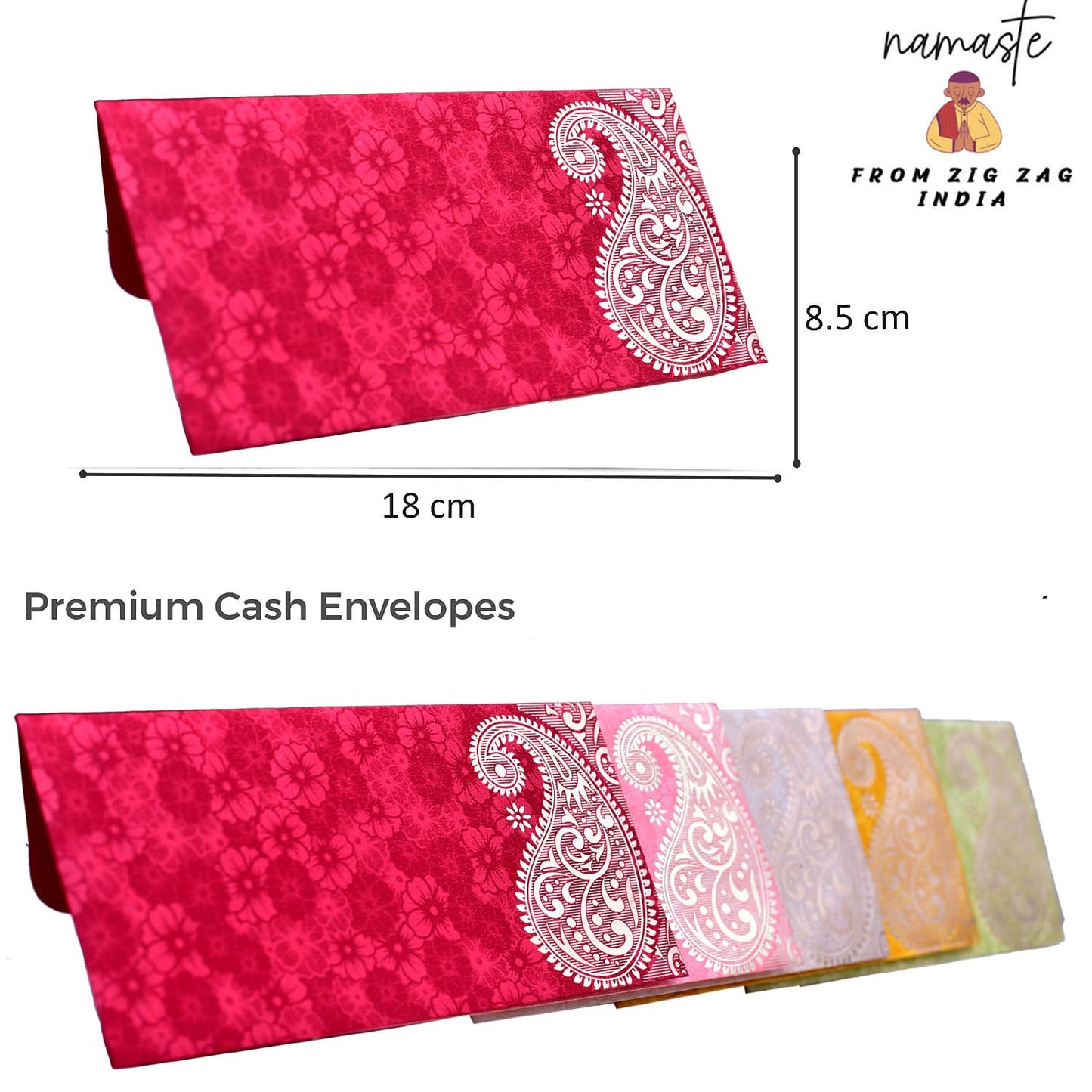 ZIG ZAG Elegant Money Gifting Envelopes Pack of 100 Cash Holder Designer Lifafa for Weddings, Gift of Prosperity Multi Color