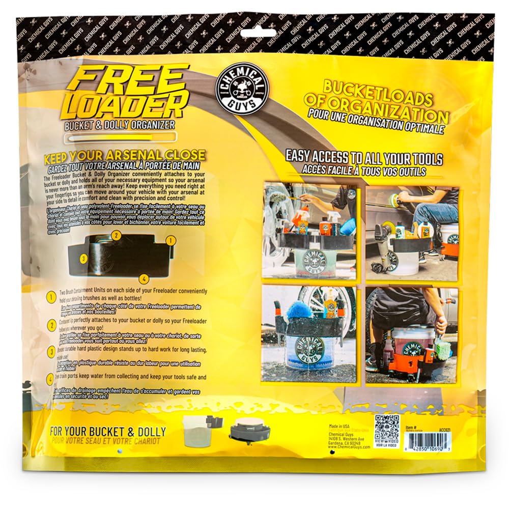 Chemical Guys Freeloader Bucket & Dolly Organizer, Black, Keep Soap and Water in the Bucket and Your Supplies Organized, Great for Washing Cars, Trucks, Motorcycles, SUVs, RVs & More