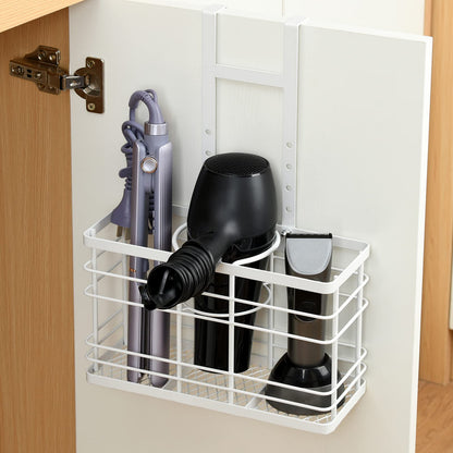 Wetheny Hair Tool Organizer - Hair Dryer Holder 5 Adjustable Height,Bathroom Organizer Cabinet Door/Wall Mounted for Hair Dryer,Curling Iron,Hair Straightener,Brush（White)
