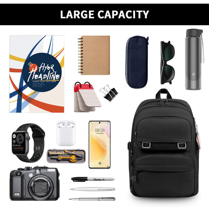 Backpack for Women Men, Lightweight School Backpack 15.6 Inch Travel Laptop Backpack Waterproof Bookbag Casual Carry-on Daypack for School Sports College Travel, Black