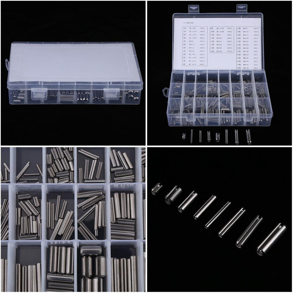 Spring Pin in Stainless Steel Split Spring Dowel Tension Roll Pins Set M1.5 M2 M2.5 M3 M4 M5 M6 M8 with Box