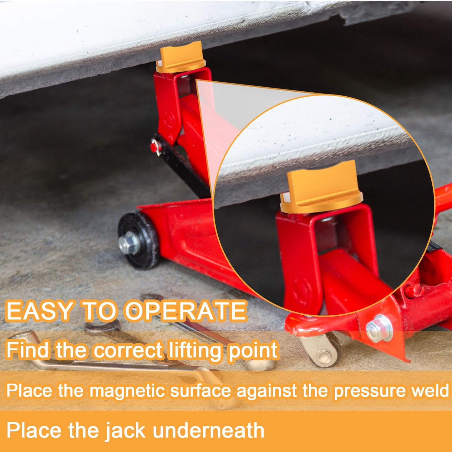 2pcs Universal Magnetic Jack Pad, Pinch Weld Jack Adapter Stand with Large Groove Heavy-Duty Aluminum Grooved Pinch Weld Frame Rail Protector Accessories for Car Truck