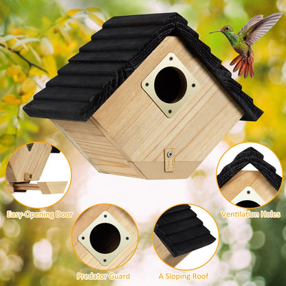 Bird House for Outside, Outdoor Bird Houses for Bluebirds, Finches & Cardinals - Natural Wooden Bird Nest with Easy Clean Design, Hanging Garden Decoration (8.5 x 6 x 6.8 Inch)