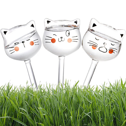 SOUJOY 6 Pieces Plant Watering Globes, Glass Self Watering Bulb, Hand Blown Cat Shape Automatic Water Spike Device for Indoor and Outdoor Plants